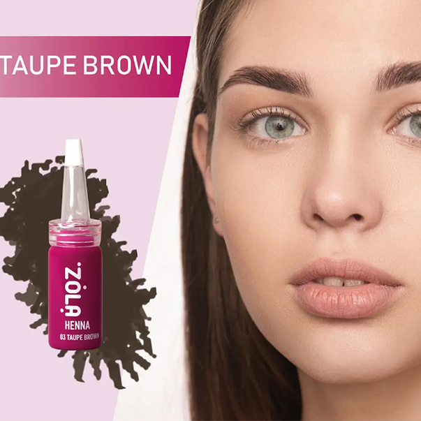 Професійна хна для брів ZOLA №03 Taupe Brown темно-коричнева 5 г