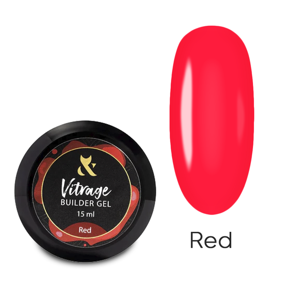 Вітражний гель для нарощування F.O.X Builder gel Vitrage Red