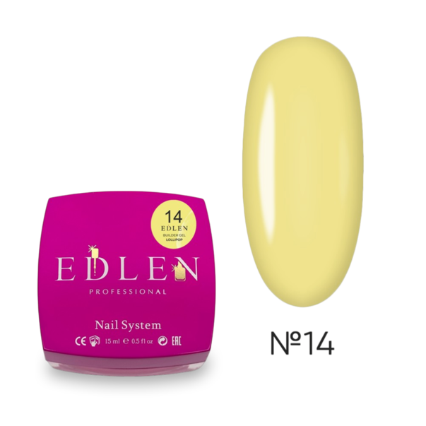 Гель для наращивания Edlen Builder Gel Lollipop №14 (желтый) 15 мл