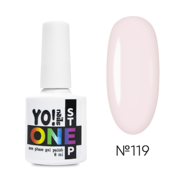 YO Nails One Step однофазний гель лак для педикюру №119 пастельно-рожевий 8 мл