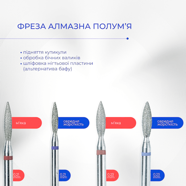 Алмазная фреза Пламя острое красное Touch 023 (H02310D-F) 2,3 мм