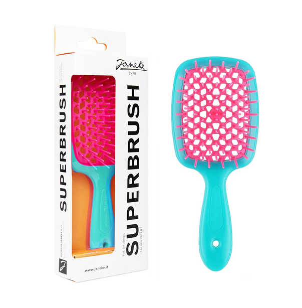 Janeke Superbrush Standart щітка для волосся бірюзова з рожевим