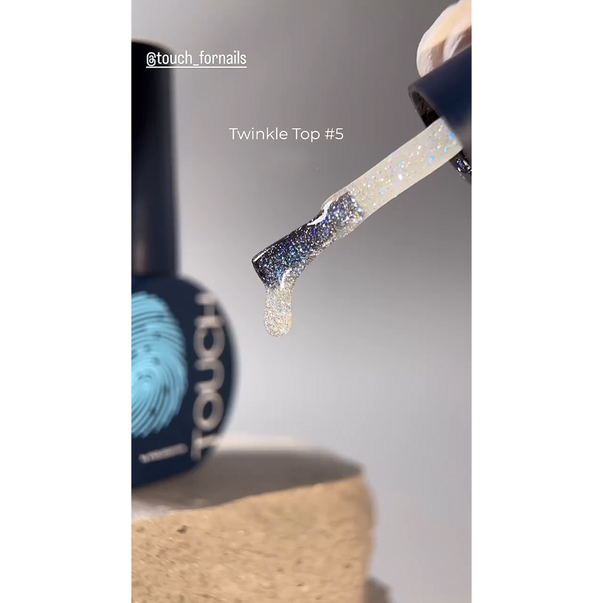 Топ для гель лака Touch Twinkle Top без липкого слоя №5 серо-синий