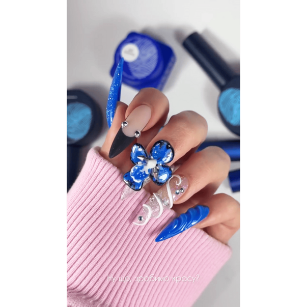 Топ для гель лака Touch Twinkle Top без липкого слоя №5 серо-синий