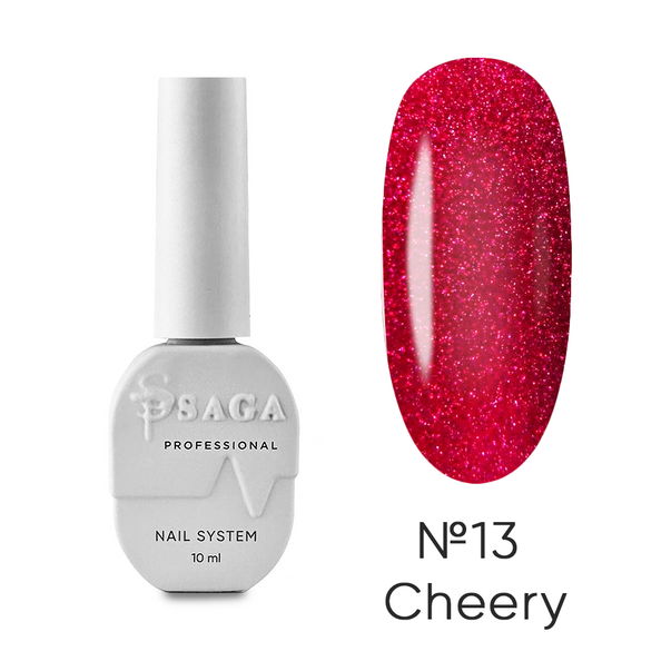 Гель лак кошачий глаз хрустальный Saga Cat Shine №13 Cheery 10 мл