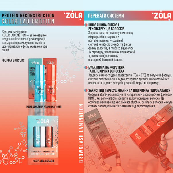 ZOLA набор для ламинирования Color Lab Emotion Brow&Lash Protein