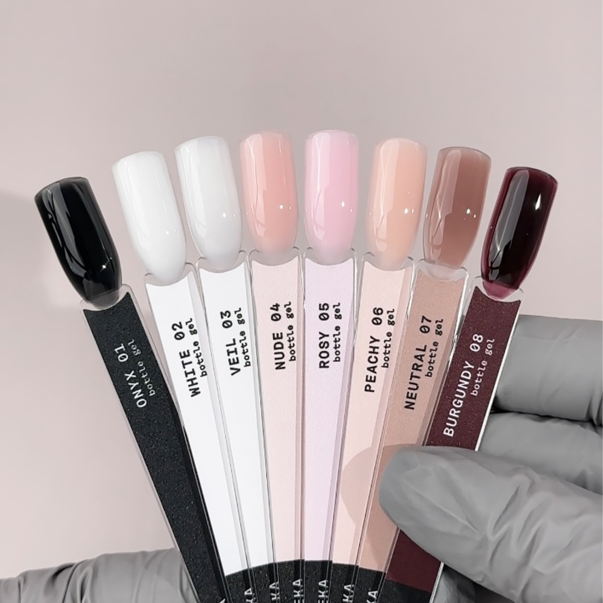 Зміцнювальні гелі для нігтів Set BIBLIOTEKA Bottle Gel №01-08