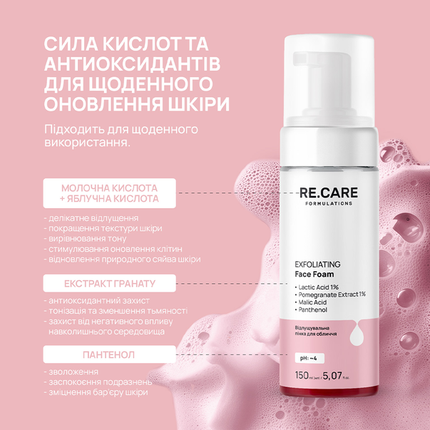 Re Care Пенка для лица отшелушивающая 150 мл: купить, цена