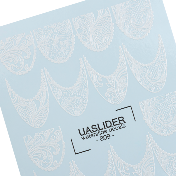 ウタゲ様へ Слайдеры для ногтей UAslider 809 (French с белым нежным кружевом