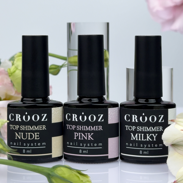Crooz Закріплювач для гель лаку Top Shimmer Pink 8 мл: купити