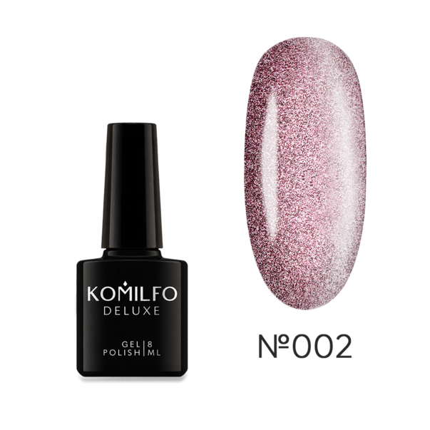 Гель лак Komilfo 9D Cat Eye №002 розовый HEMA TPO free 8 мл